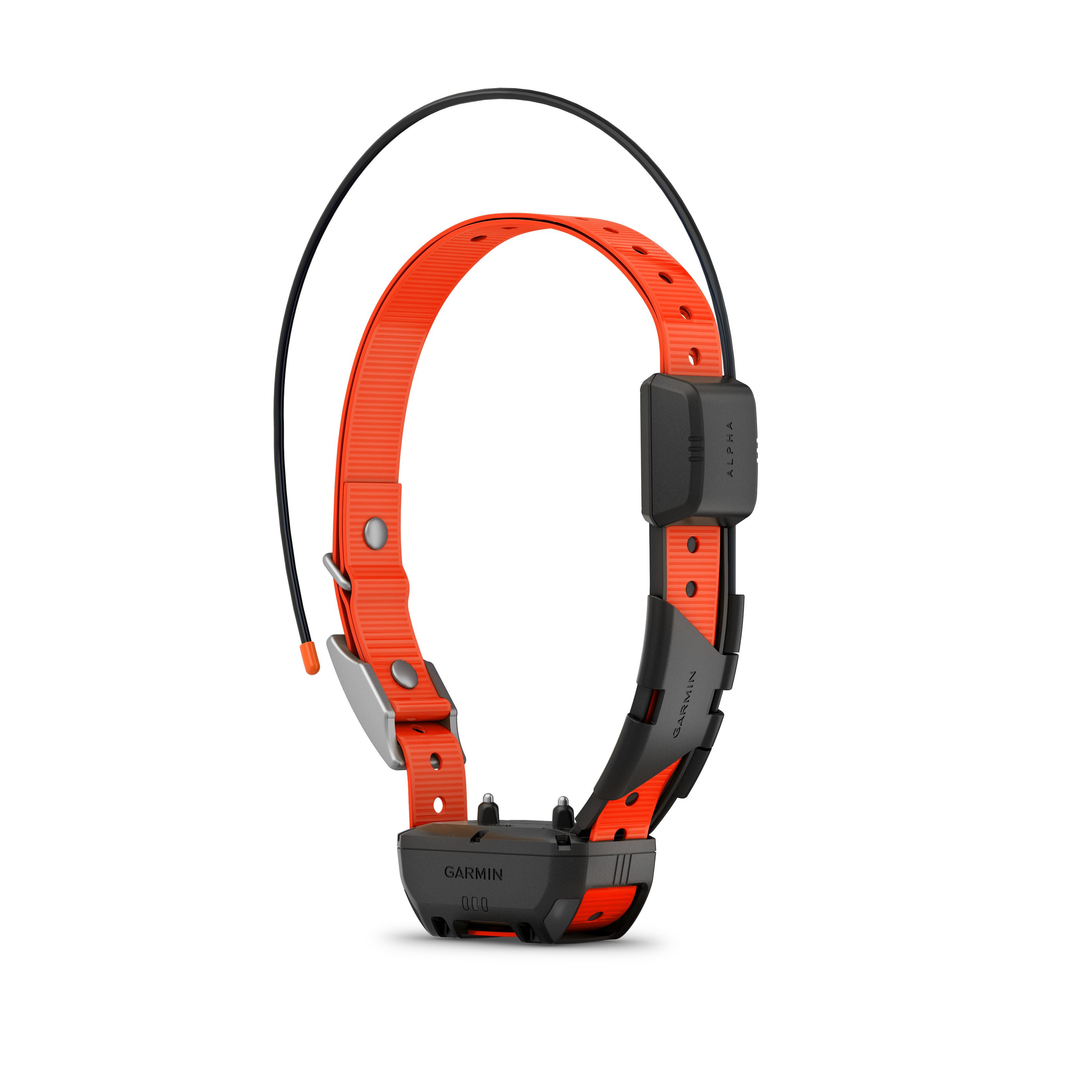 Garmin Alpha® TT Dog Collar in orange with GPS tracking, training stim, tone, vibration, and LED beacon features.